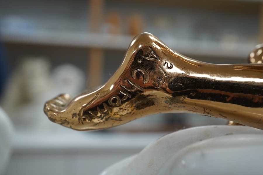Anna Chromy, a marble and bronze sculpture of a woman on a wave, limited edition 2/10 63cm high. Condition - good